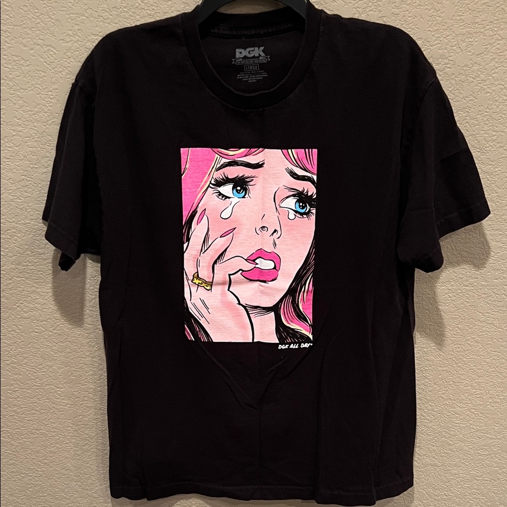 DGK Black Tee with Pink Pop Art Design